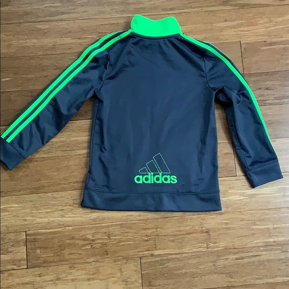NEW ADIDAS track jacket full zip Gray/Green sz 7 - Picture 2 of 2